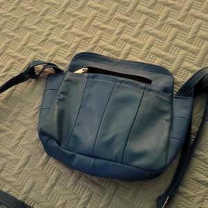 Blue leather purse